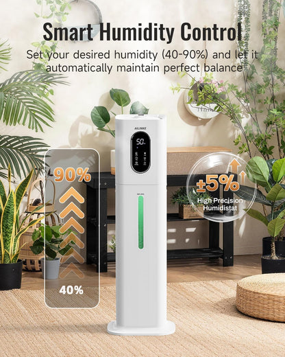 Humidifiers for Bedroom, 2.1Gal/8L Cool Mist Humidifier Large Room 500 sq ft, Humidifiers for Home with Essential Oil Diffuser, Light/Top Fill/Quiet Humidifier for Baby Nursery Office Plants, White