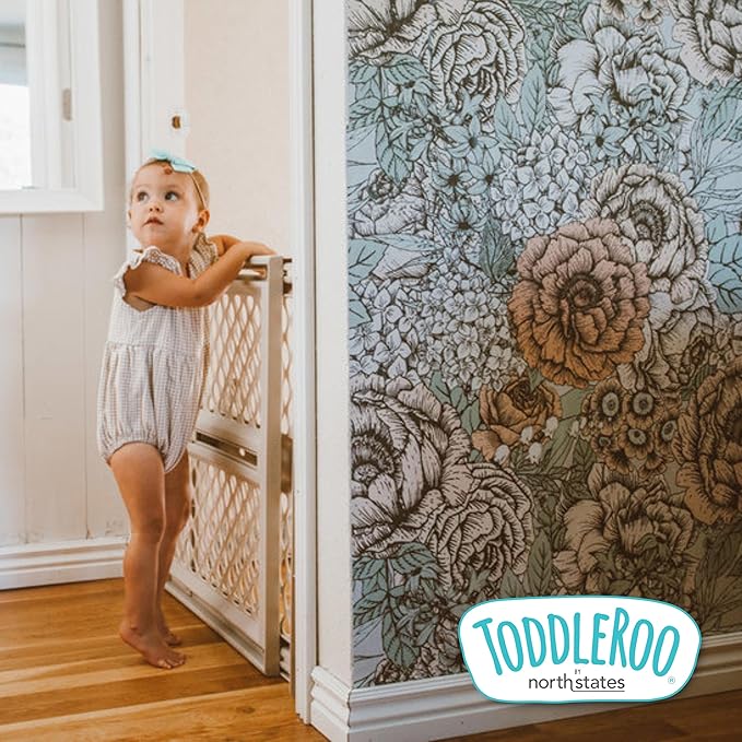Toddleroo by North States - Supergate Secure Baby Gate: Plastic Pressure Mount Baby Gate for Doors & Hallways, Adjustable Indoor Safety Gate, Made in USA, 26 to 42 inches Wide, 26 inches Tall, Sand