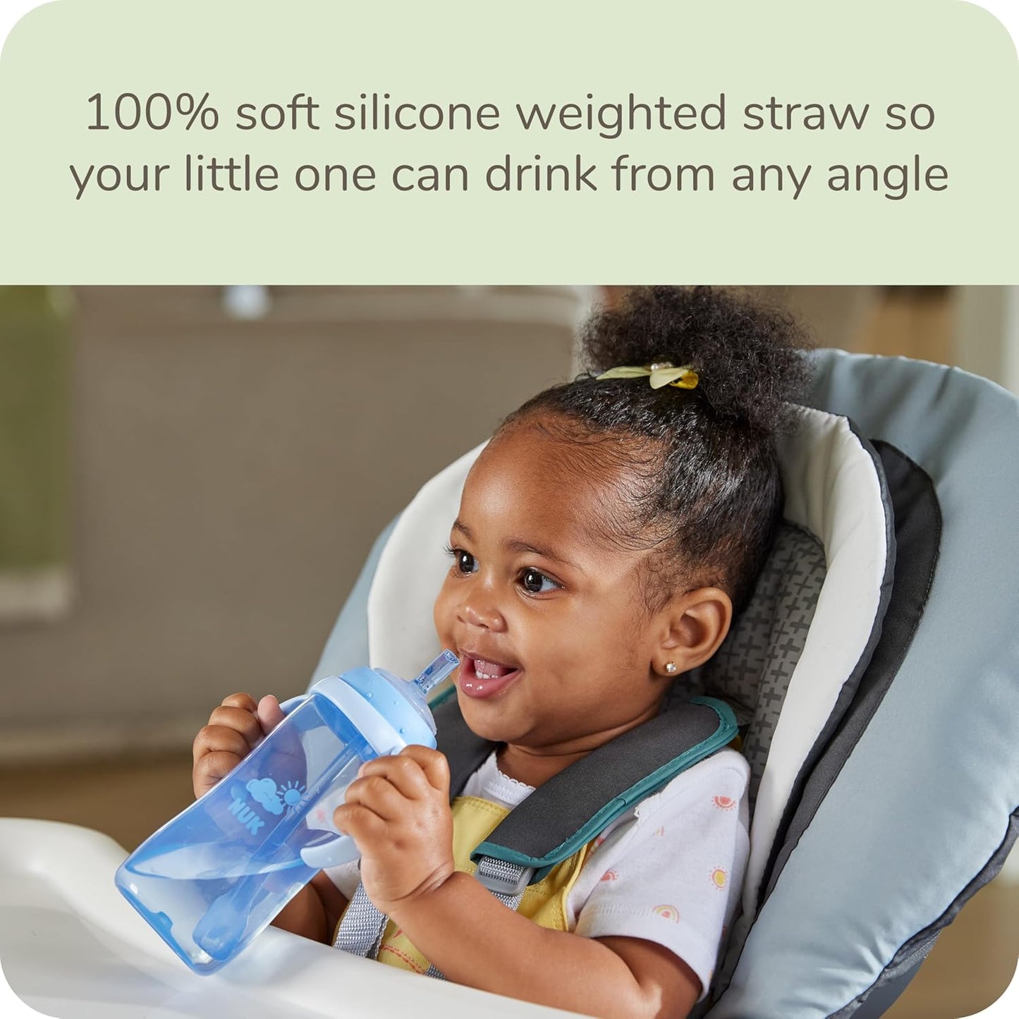NUK Learner Straw Cup, 10oz, 2-Pack - Toddler Sippy Cup with Soft Straw for Easy Drinking, Suitable for Ages 8 Months and Up, Timeless Collection