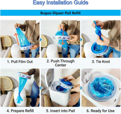 Diaper Pail Refill Bags Compatible with Diaper Genie & Munchkin, 7-layer Thick Odor Lock Unscented Trash Disposal, 5 Pack 1400 Count