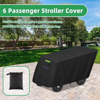 6-Passenger Stroller Cover Compatible with Angeles Bye Bye Buggy, 600D Heavy-Duty Waterproof Protection with 50+ UPF UV Shield, for Commercial Daycare & Preschool Strollers, Black
