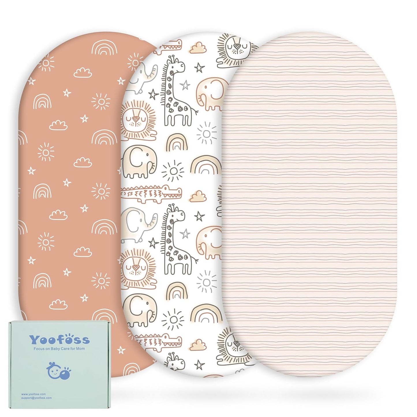 Yoofoss Pack and Play Sheets Fitted, Mini Crib Sheets 2-Pack for Pack N Play Mattress, Stretchy Playard Sheet, Soft and Breathable Green+Giraff