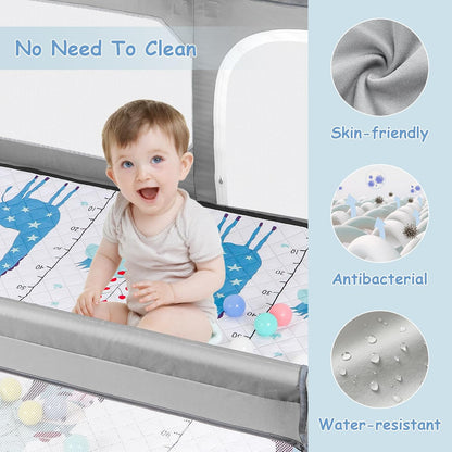 JINXIA Baby Playpen with Mat 75"*59", Large Play Pen for Babies and Toddlers with Soft Breathable Mesh, Climb-Proof Anti-Fall Baby Playpen, Sturdy Safety Play Yard for Indoor Outdoor Fun, Grey