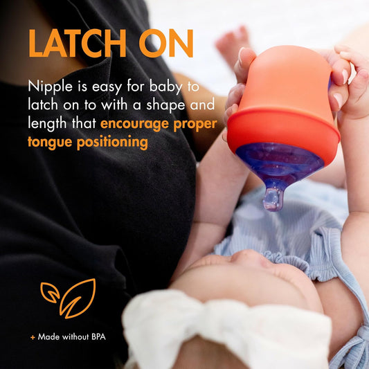 Boon Nursh Food-Grade Silicone Baby Bottle Nipples - Fast Flow - Baby Bottle-Feeding Supplies Fits All Boon Nursh Bottles - Colorblock - 3 Count - Ages 6 Months and Up