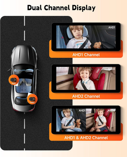 Rimoody Baby Car Camera for Backseat, 4.3'' HD Display Baby Car Mirror with Night Vision Feature, Wide View Angle, Reusable Sucker Bracket, Easy Install 360° Adjustable Display