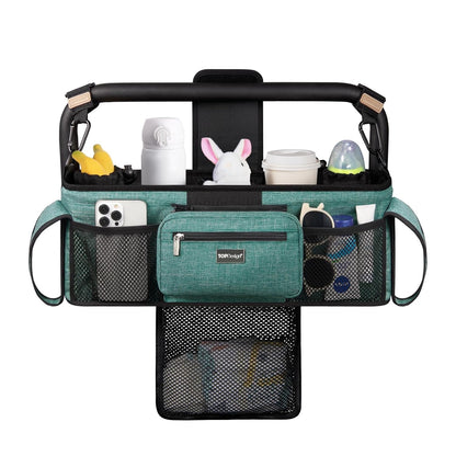 TOPDesign Universal Baby Stroller Organizer, Stroller Caddy with Detachable Mesh Bag & Heightened Insulated Cup Holders & Non-Slip Secure Hooks Accessories, Fits Most Strollers (Checkerboard) - Colors A