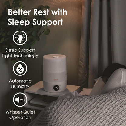 Crane Top Fill Mini Humidifier for Bedroom and Nursery 3-In-1 Essential Oil Diffuser Sleep Light 0.5 Gallon Baby Humidifier