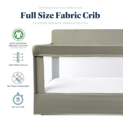 Baby Delight Lunaire Full Size Crib | Breathable Mesh Baby Crib | Tool-Free Assembly Baby Bed | Charcoal Tweed