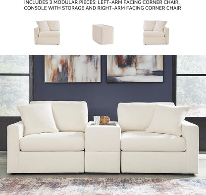 Signature Design by Ashley Modmax Coastal Press-Back Swivel Glider Rocker Recliner with Machine Washable Cover, Hidden Storage Compartments and 2 Bolster Pillows, Beige - Colors A