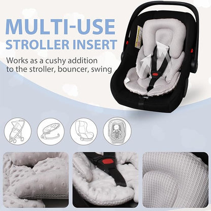 Infant Carseat Insert, 2-in-1 Reversible Baby Car Seat Cushion for Newborn Toddler Head & Body Support Car Seat Pad for Carseats, Strollers, Swings, Bouncers