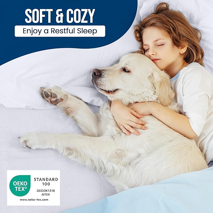 Full Size Mattress Protector Waterproof 2 Pack, Premium 200 GSM Terry Mattress Cover, Soft & Breathable Bed Cover, Fitted Sheet Style Stretchable Deep Pockets 15" by Utopia Bedding (White)