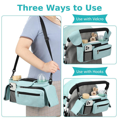 Accmor Universal Stroller Organizer with Insulated Cup Holder Detachable Phone Bag and Shoulder Strap,Stroller Bag Caddy Organizer Fits for Uppababy, Baby Jogger, Britax Strollers
