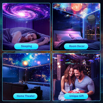 [White Noise] Galaxy Projector with Sound Machine 28 Soothing Sounds Memory Function Sleeping Timer Star Light Planetarium Projector with Starry Sky Space Solar System Moon Nebula for Adults Baby Kids
