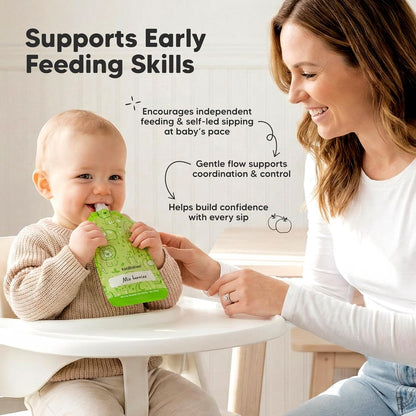 12-Pack Reusable Baby Food Pouches Refillable – 5oz Reusable Pouches for Toddlers, Kids Squeezable Yogurt, Apple Sauce, Fruit Smoothie, Baby Puree Container, Homemade Baby Food Essentials (Lil Barn)