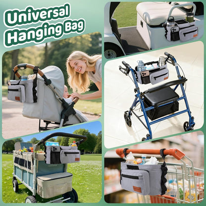 Guiseapue Universal Stroller Organizer with Cup Holder: Stroller Caddy Accessories with Detachable Phone Bag Fit for Uppababy, Non-Slip Straps, Walker Accessories, First Mothers Day Gifts for New Mom