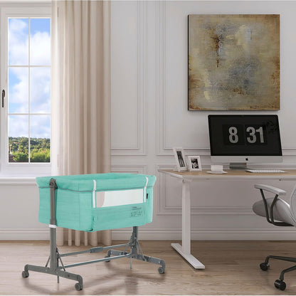 Dream On Me Zimal Bassinet & Bedside Sleeper/Breathable Mesh Panels/Airflow & Easy Visibility/Adjustable Height Options/Lightweight/Mobile/BSA Certified/Mint