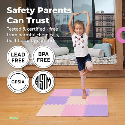 MioTetto Baby Play Mat, Comfortable Playtime Mat – Portable Foam Floor Tiles, Safe Baby mat for Floor for Crawling & Development, Soft Play mat for Babies, Stylish Interlocking Foam Tiles