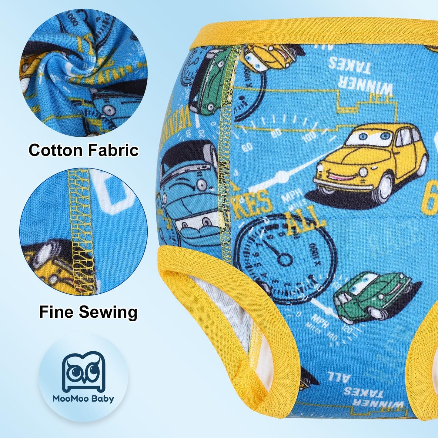MooMoo Baby Potty Training Underwear 10 Packs Absorbent Toddler Training Pants for Boys and Girls Cotton Pee Pants 2T-9T