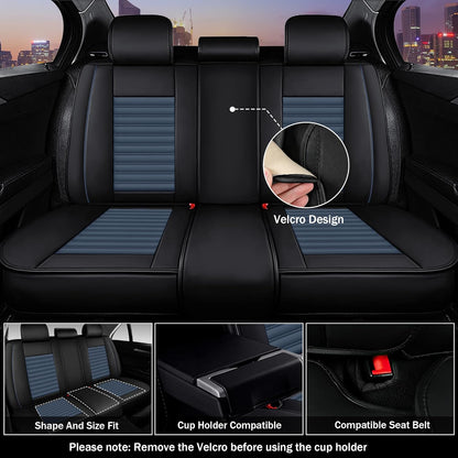 Seat Covers Fit for Mini Convertible 2009-2025 Premium Leather Car Seat Covers, Waterproof Non-Slip and Airbag Compatible, Fashion Car Seat Protector (Black Red,Front Set with Pillow)