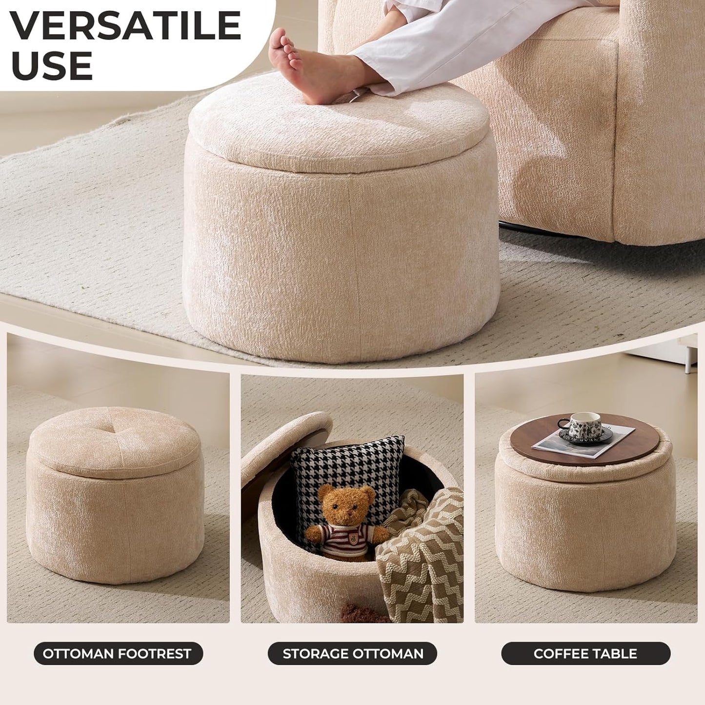 Oversized Swivel Recliner Chair with Massage and Heat, Rocking Chair Nursery with Adjustable Headrest, Rocking Chair Nursery Glider Chairs with 2 Pillows, Glider Rocker Recliner, White