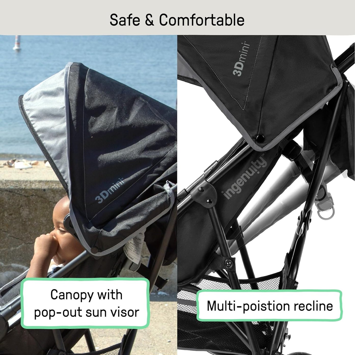 Ingenuity 3D Mini Stroller Rain Cover, Baby Weather Shield for Rain, Wind & Snow, Fits 3D Mini Strollers, Vented Airflow, Clear Visibility, Easy Install & Storage – Clear
