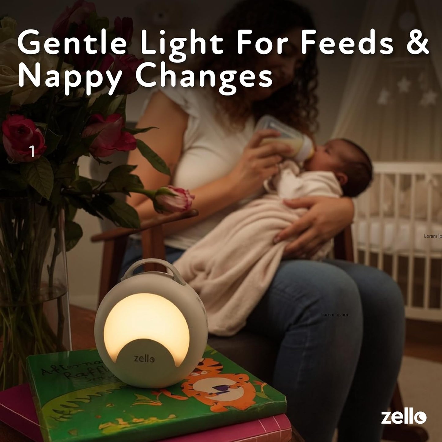 Zello | Portable White Noise Machine | 30 Soothing Sounds | 7 Colour Moon Nightlight | Sleep Timer | 20+ Hours Battery USB Recharge | Clips to Prams, Cots, Cribs | Baby Sleep Aid | Sleep Sound Machine