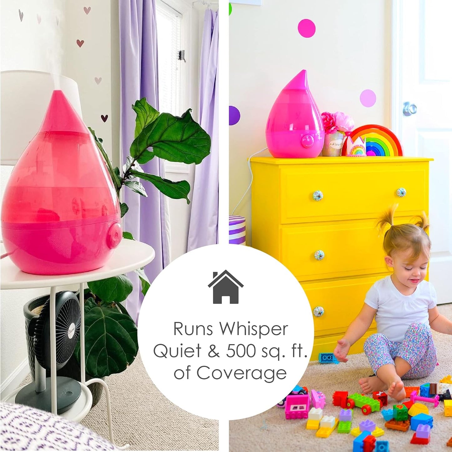 Crane Ultrasonic Cool Mist Humidifier for Bedroom, Baby Nursery, Kids Room, Plants, or Office, Large 1 Gallon Tank, Filter Optional, Clear and White