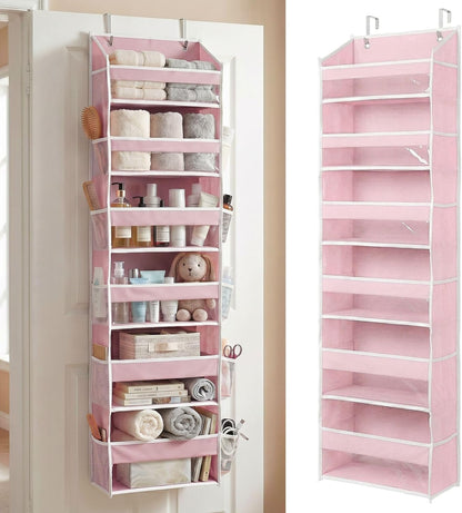 HOMELUX THEORY UPGRADED 6 Tiers Over The Door Organizer Hanging - 100D EXTRA THICK & 50lbs HUGE CAPACITY, 12 Side Mesh Pockets Over The Door Shoe Organizer, Hanging Closet Organizer (Ivory, 1pc)