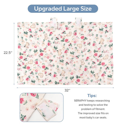 SERAPHY 2-in-1 Muslin Baby Car Seat Cover & Nursing Cover, Soft Lightweight Breastfeeding Cover for Boys and Girls,Breathable Canopy for Infant Carseat & Stroller for Summer—Blueberrie