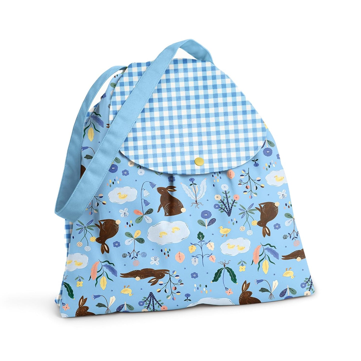 Esembly Day Bag – Reusable Wet and Dry Bag Made From Recycled Fabric With Dual Waterproof Compartments for Cloth Diapers, Swimsuits, Toiletries, and Snacks - Verdant Gingham