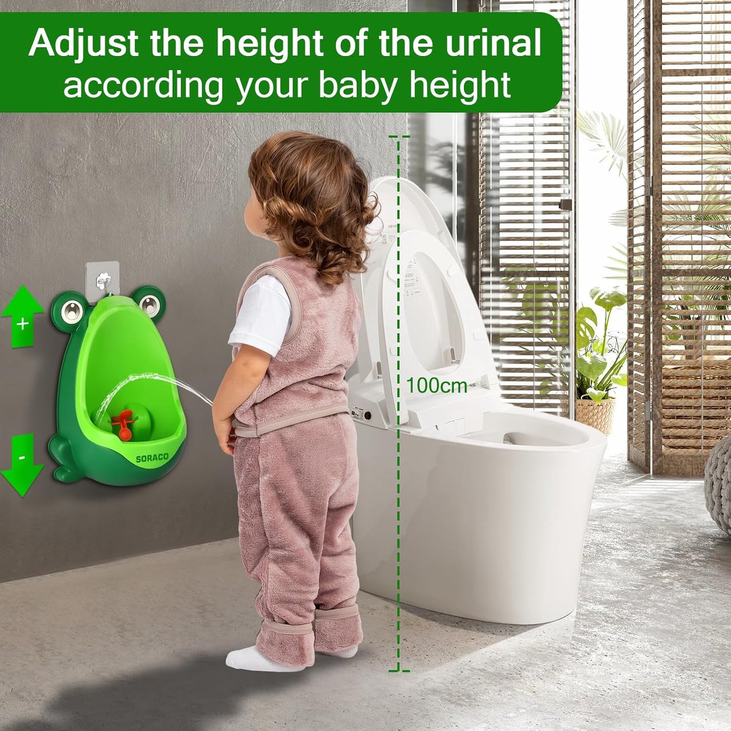 Soraco Cute Frog Potty Training Urinal for Boys with Funny Aiming Target, Toddler Urinals for Potty Training (Green)