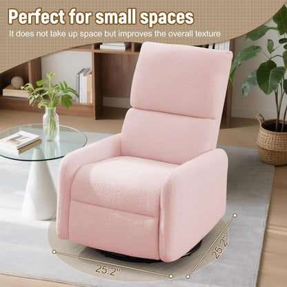 Korser 360° Rocking Chair, Nursery Rocker Chair with Side Pockets, Glider Nursing Chair with Steel Structure Base, Small Chair for Small Spaces, Sherpa Swivel Accent Chairs for Living Room, Nursing