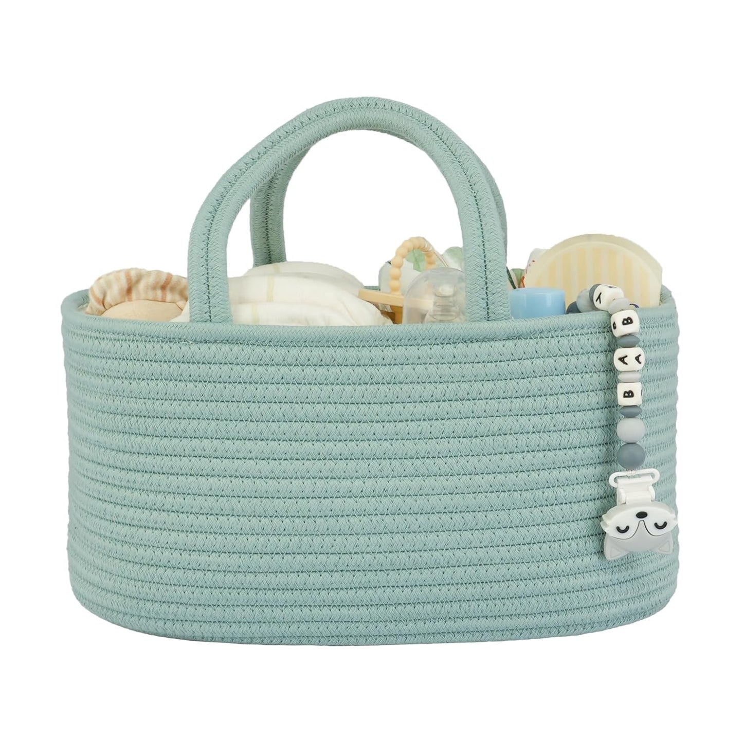 Baby Diaper Caddy Organizer for Girl Boy Rope Nursery Storage Bin Basket Portable Holder Tote Bag for Changing Table Car Travel Baby Shower Gifts Newborn Essentials Registry Must Have Items Pink