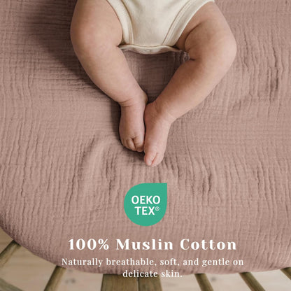 Muslin Bedside Sleeper Bassinet Fitted Sheets, 3 Pack Cotton Baby Sheet for Boys & Girls, Soft, Compatible with Baby Delight, Dream On Me, AMKE and Other Rectangle Mattress (Nightfall Blue)