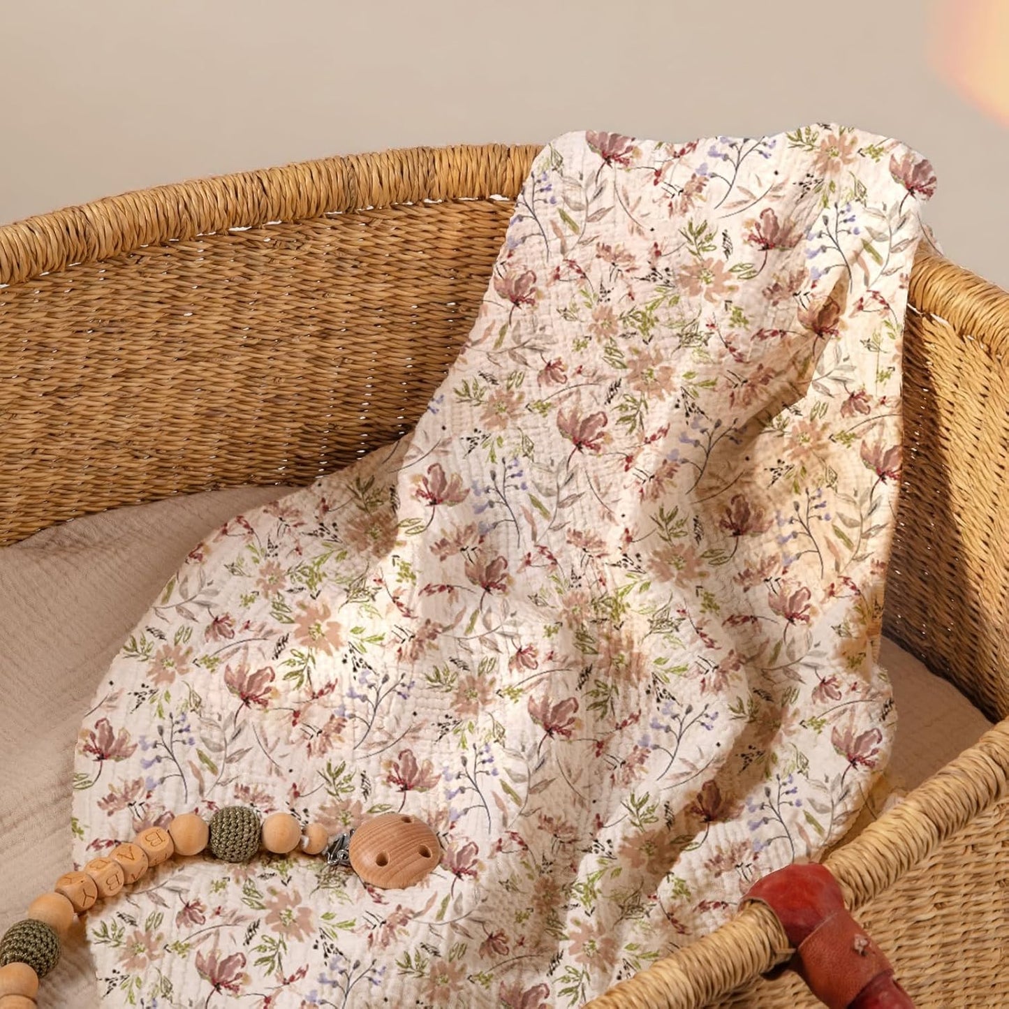 lulumoon Baby Bassinet Sheets Muslin: Cotton Bedside Bassinet Sheets Leaf for Boys - Fitted for Bedside Sleeper Mattress