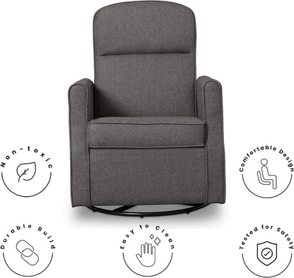 Delta Children Blair Slim Nursery Glider Swivel Rocker Chair, Charcoal