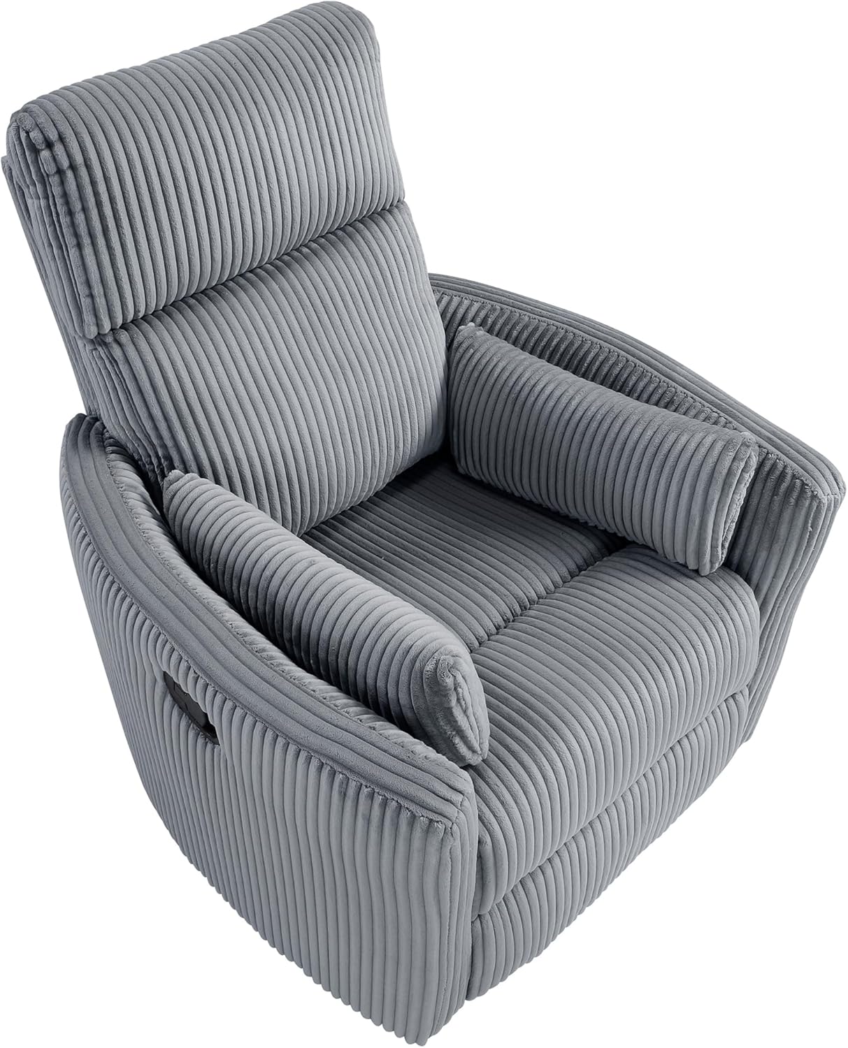 Lexicon Modern Swivel Glider Recliner Chair, Nursery Glider, Corduroy Fabric Upholstery Recliner with 2 Lumbar Pillows, Manual Reclining Sofa Chair for Living Room/Office/Apartment, Beige