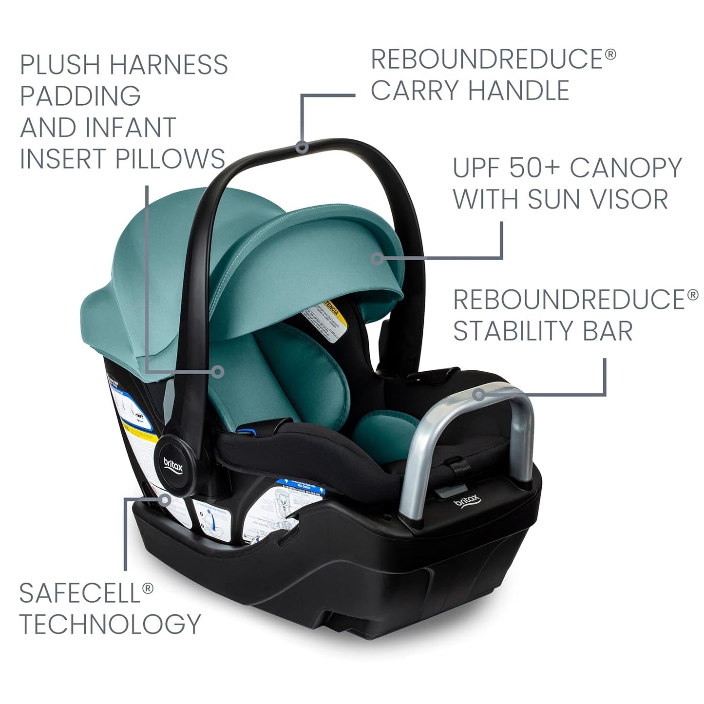 Britax Willow SC Infant Car Seat, Rear Facing Car Seat with Alpine Base, ClickTight Technology, RightSize System, Pindot Stone