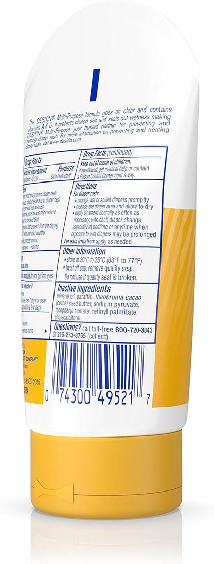 Desitin Multipurpose Adult & Baby Healing Ointment Tube with Petroleum Jelly for Treatment & Relief of Diaper Rash, Dry Skin, Chafing, & Minor Burns for Infants and Kids, FSA/HSA Eligible, 3.5 oz