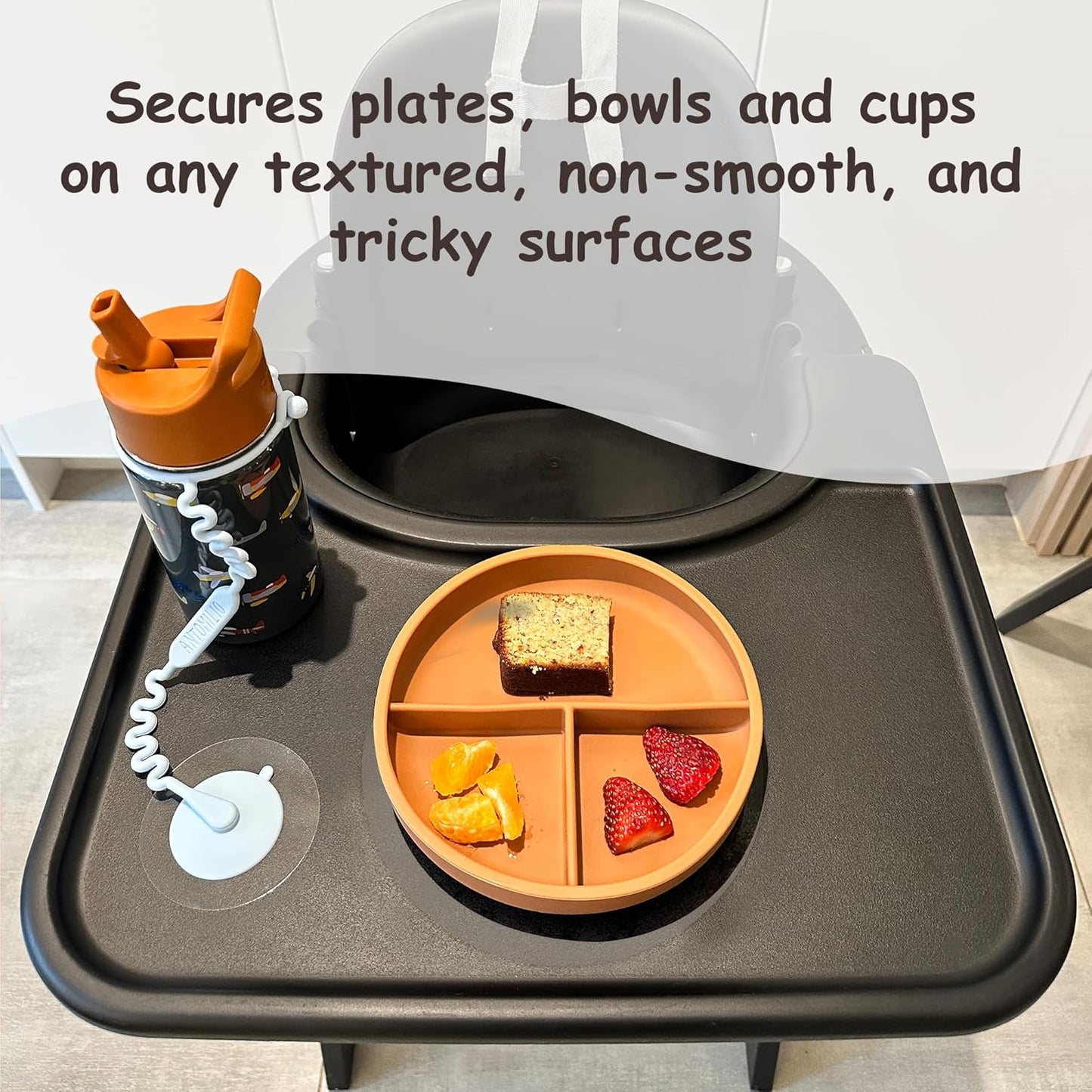 Transparent Stickers to Secure Suction Plates, Bowls, Toys on Grainy or Textured Trays and Surfaces – 6 Pack – Compatible with Stokke Tripp Trapp Tray, Stokke Clikk, Stoke Steps, Bugaboo, Lalo, More