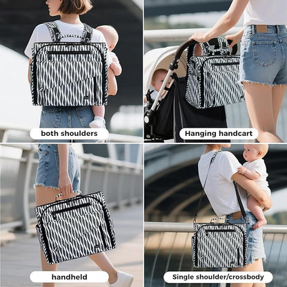 ALLCAMP Diaper Backpack, Waterproof Large Capacity Baby Bag, Multi-Function Nappy Bag with Stroller Hooks, Convertible Tote