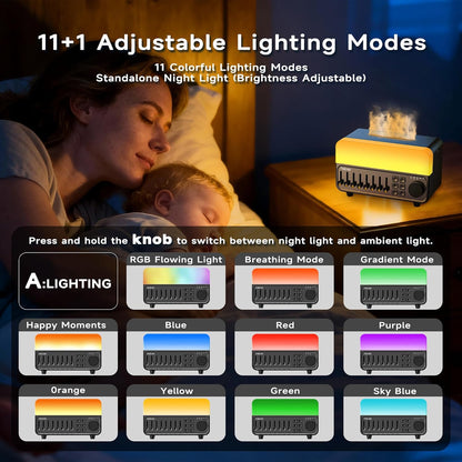 TMEHM 4-in-1 Sleep Sound Machine with White Noise & 8 Nature Sounds, Bluetooth Speaker, Night Light & Aroma Diffuser with Timer for Baby, Kids and Adults (Black)