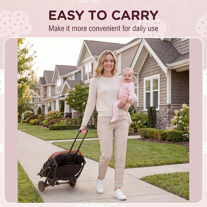 HONEY JOY Lightweight Baby Stroller, Compact Travel Stroller w/Aluminum Frame, Footmuff, EVA Wheels w/Spring Suspension, Multi-Position Recline, One-Hand Fold Luggage Handle for Toddlers (Gray)