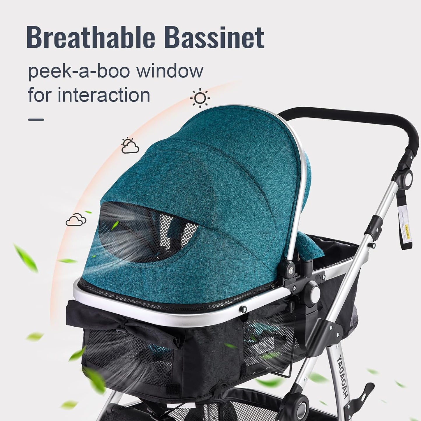 Baby Stroller, 2-in-1 Reversible Toddler Seat with Lie-Flat Mode, Foldable Infant Stroller with Canopy, One Button Brake, Adjustable Handle, Newborn Pushchair (Black B)