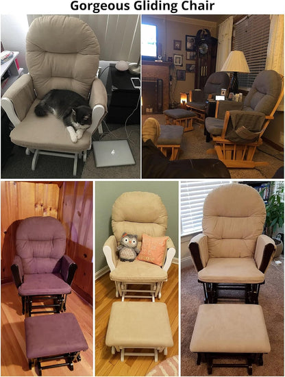 Naomi Home Brisbane Glider and Ottoman Set with Smooth Rocking & Gliding Motion, Ergonomic High-Back Support, Cushioned Armrests, Solid Wood Base, Storage Pockets, Espresso/Cream Nursery Chair