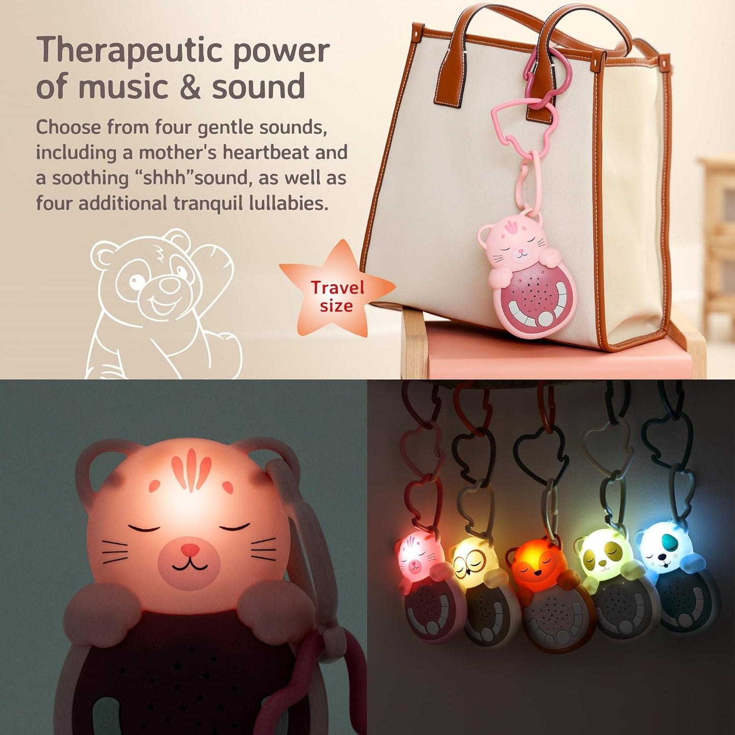 Cloud b Travel Comforting Sound Machine w/Calming Light | 4 White Noise and 4 Lullabies | Re-Activating Smart Sensor | Sweet Dreamz On the Go™ - Fox