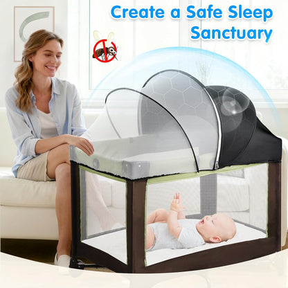 Bassinet Mosquito Net Cover - Half-Blackout Mosquito Net for Baby Crib & Bedside Sleeper, Breathable Crib net with 2-Way Zipper, Sun-Blocking Baby Mosquito Net Cover (Gray-Small)