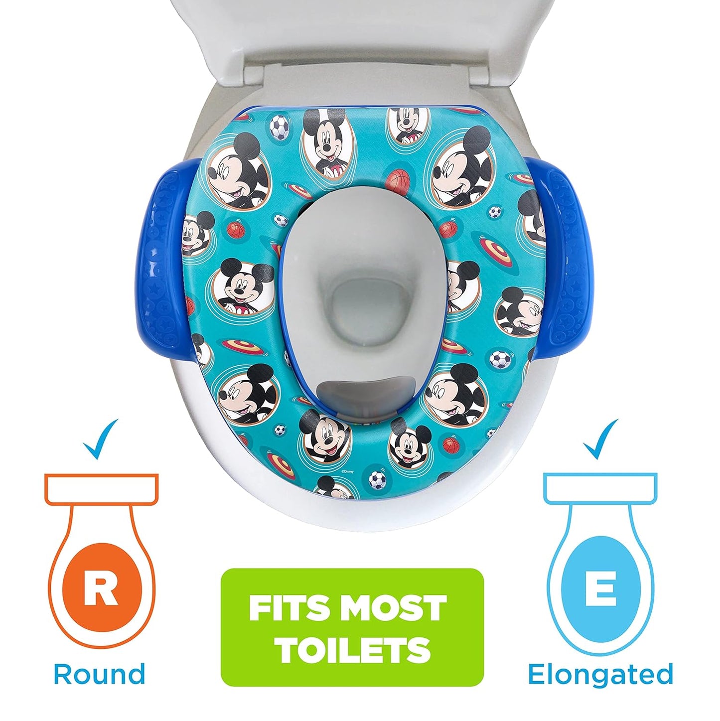 Disney Mickey Mouse "Happy Days" Soft Potty Seat and Potty Training Seat - Soft Cushion, Baby Potty Training, Safe, Easy to Clean