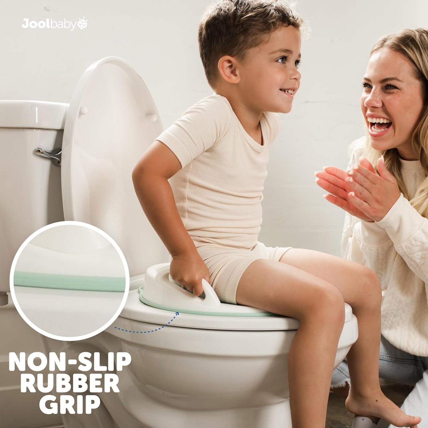 Jool Baby Potty Training Seat for Boys and Girls With Handles, Fits Round & Oval Toilets, Non-Slip with Splash Guard, Includes Free Storage Hook (Aqua)