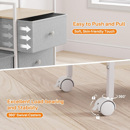 Modanais Baby Diaper Caddy Organizer Cart - 3 Tier Rolling Cart with Dividers and Drawers, Easy To Assemble, Mobile Utility Cart with Wheels for Nursery, Bedroom, Changing Table & Crib